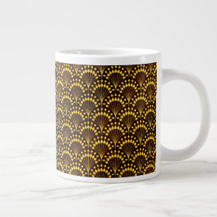 Art Deco Gold Fan Pattern Large Coffee Mug