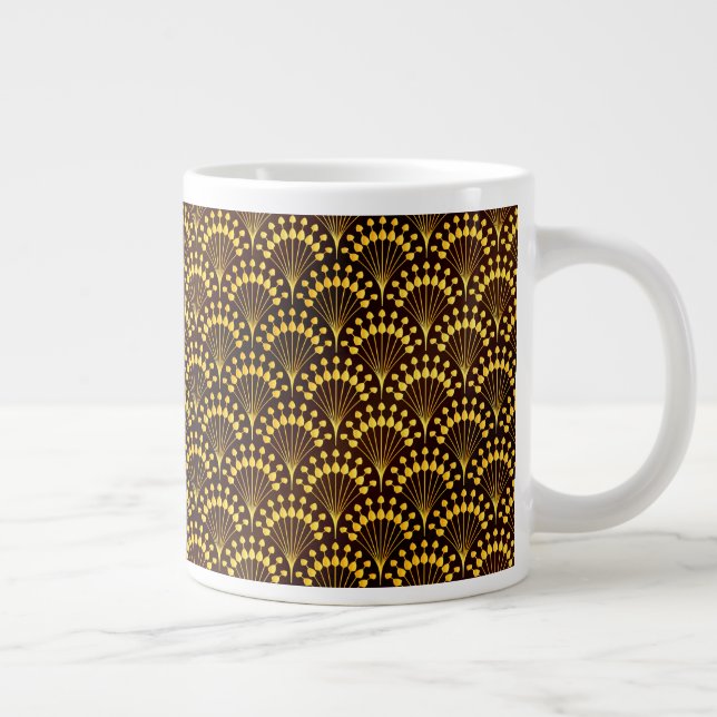 Art Deco Gold Fan Pattern Large Coffee Mug (Right)