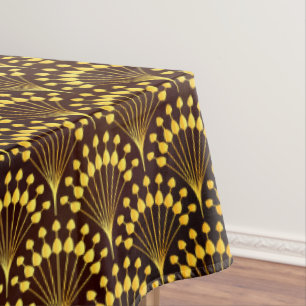 Art Deco Gold Fan Pattern Tablecloth