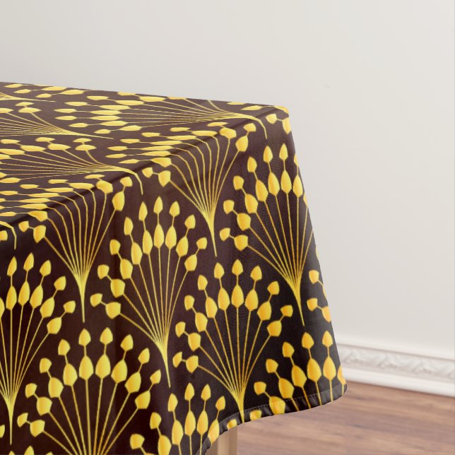 Art Deco Gold Fan Pattern Tablecloth (In Situ)