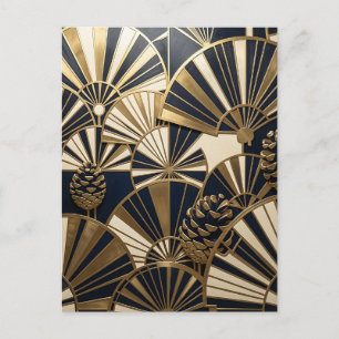 Art Deco Gold Fan Pinecone Luxury Postcard