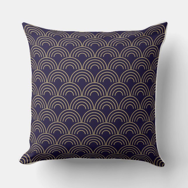 Art Deco Gold Fans Seamless Pattern Throw Pillow (Front)