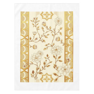 Art Deco Gold Floral Lattice Tablecloth
