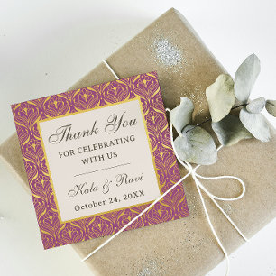 Art Deco Gold Floral Lotus Return Gift Favour Tags