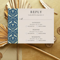 Art Deco Gold Floral Wedding Multi Event RSVP Card