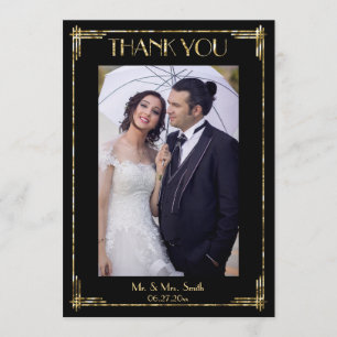 Art Deco Gold Foil Thank You Wedding Cards