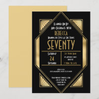 Art Deco Gold Frame 70th Birthday Party Black