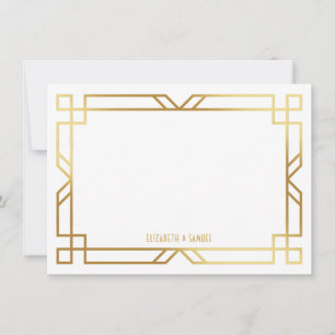 Art Deco Gold Frame Personalized Stationery Card