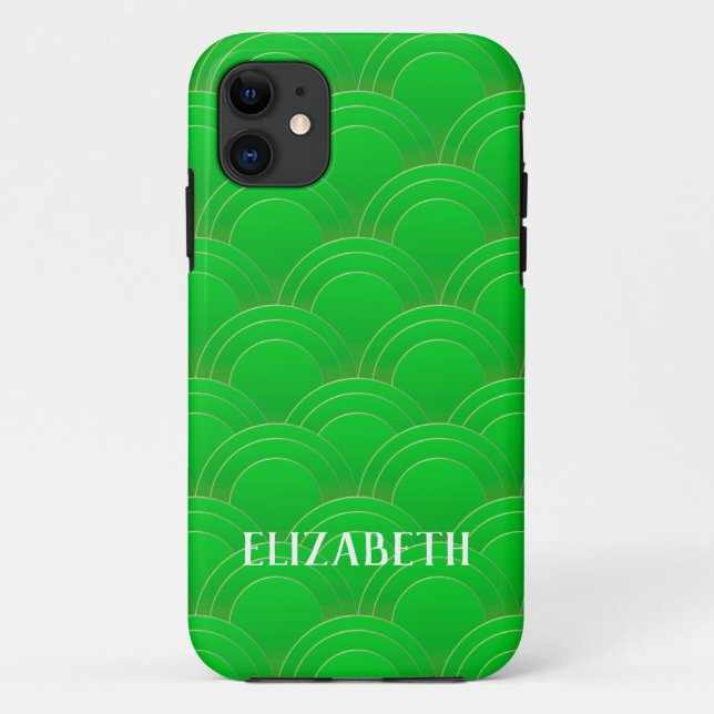 Art Deco Gold Green Name Personalized Case-Mate iPhone Case (Back)