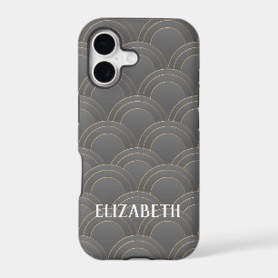 Art Deco Gold Grey Name Personalized Custom