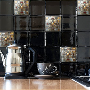 Art Deco Gold Grey Rust Tan Geometric Tile