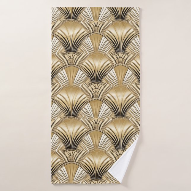 Art Deco gold ivory pattern Bath Towel Set (Bath Towel)
