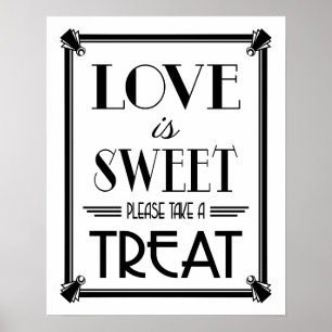 Art Deco GOLD LOVE IS SWEET B/G color change Poster