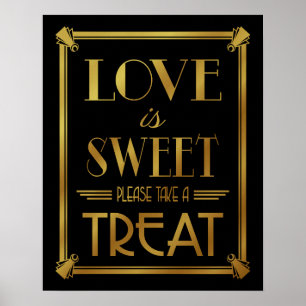 Art Deco GOLD LOVE IS SWEET B/G colour change Poster
