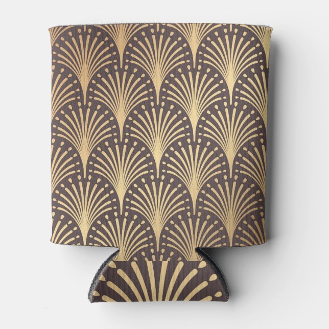 Art Deco Gold: Minimalistic Geometric Luxury Can Cooler (Front)