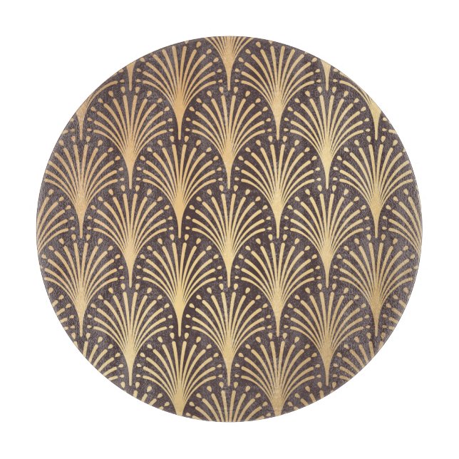 Art Deco Gold: Minimalistic Geometric Luxury Cutting Board (Front)