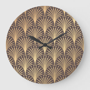 Art Deco Gold: Minimalistic Geometric Luxury Large Clock