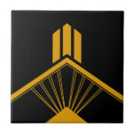 Art Deco Gold Mustard Geometric Border Black Tile<br><div class="desc">Crisp art deco style gold geometric detail ornament decorative border ceramic tile on a black background. Please note that gold is a mustard yellow flat colour print and is not an actual gold colour. Original unique design, perfect for modern or art deco vintage style interior.</div>