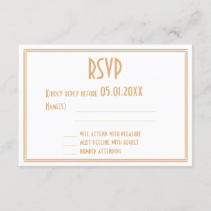 Art Déco Gold Noir Grand Gatsby Mariage Carte RSVP