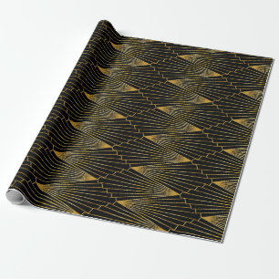 Art Deco Gold on Black Wrapping Paper