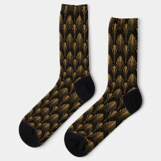 Art Deco Gold Pattern — Elegant Vintage Geometric Socks
