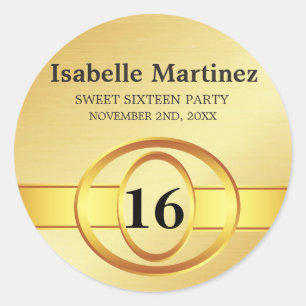 Art Déco Gold Personnalisé Sweet 16 Sticker