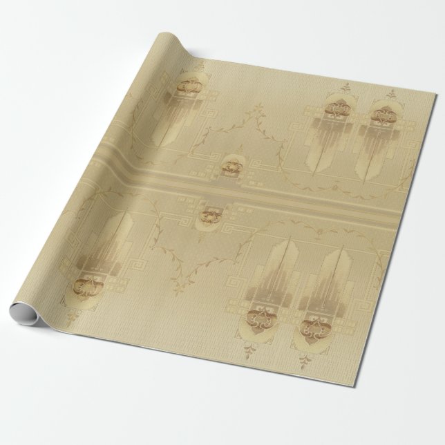 Art deco gold pink abstract textile art  wrapping paper (Unrolled)