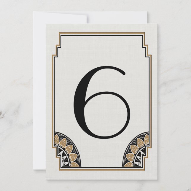 Art Deco Gold Posh Table Number 6 (Front)