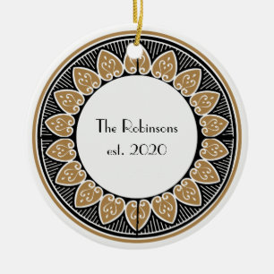 Art Deco Gold Posh Wedding Ceramic Ornament
