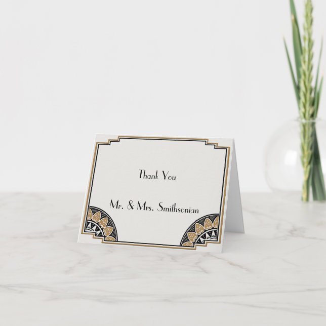 Art Deco Gold Posh Wedding Thank You (Front)