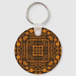 Art Deco Gold Retro Squares Abstract Art Keychain