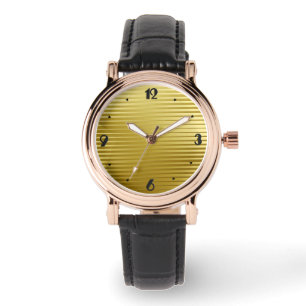 Art Deco Gold Satin Stripes Watch