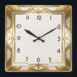 Art Deco gold Square Wall Clock<br><div class="desc">Great clock design. You will love it like others. Be free to use this design for other product you like or to customize and add your text. Follow me for more. Thank you. Have a nice day.</div>