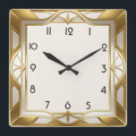 Art Deco gold Square Wall Clock<br><div class="desc">Great clock design. You will love it like others. Be free to use this design for other product you like or to customize and add your text. Follow me for more. Thank you. Have a nice day.</div>