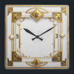 Art Deco Gold Square Wall Clock<br><div class="desc">Great clock design. You will love it like others. Be free to use this design for other product you like or to customize and add your text. Follow me for more. Thank you. Have a nice day.</div>
