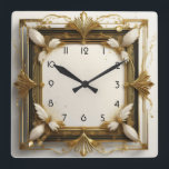 Art Deco Gold Square Wall Clock<br><div class="desc">Great clock design. You will love it like others. Be free to use this design for other product you like or to customize and add your text. Follow me for more. Thank you. Have a nice day.</div>
