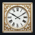 Art Deco Gold Square Wall Clock<br><div class="desc">Great clock design. You will love it like others. Be free to use this design for other product you like or to customize and add your text. Follow me for more. Thank you. Have a nice day.</div>