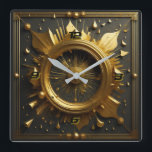 Art Deco gold Square Wall Clock<br><div class="desc">Great clock design. You will love it like others. Be free to use this design for other product you like or to customize and add your text. Follow me for more. Thank you. Have a nice day.</div>
