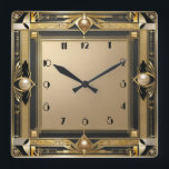 Art Deco gold Square Wall Clock<br><div class="desc">Great clock design. You will love it like others. Be free to use this design for other product you like or to customize and add your text. Follow me for more. Thank you. Have a nice day.</div>