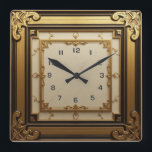Art Deco gold Square Wall Clock<br><div class="desc">Great clock design. You will love it like others. Be free to use this design for other product you like or to customize and add your text. Follow me for more. Thank you. Have a nice day.</div>