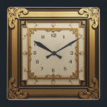 Art Deco gold Square Wall Clock<br><div class="desc">Great clock design. You will love it like others. Be free to use this design for other product you like or to customize and add your text. Follow me for more. Thank you. Have a nice day.</div>