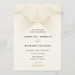 Art Deco Gold String Lights Wedding Invitation