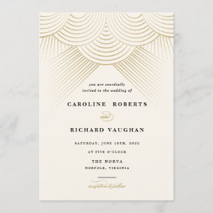 Art Deco Gold String Lights Wedding Invitation