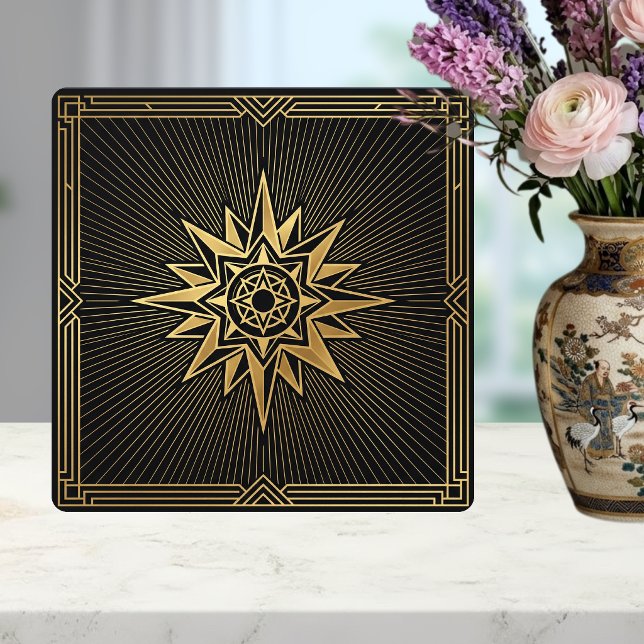Art Deco Gold Sunburst Compass Graphic Black   Tile (Creator Uploaded)