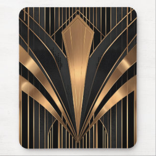 Art Deco Gold Sunburst Luxury Geometry Mouse Pad