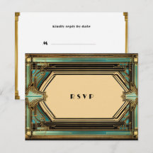 Art Deco Gold Turquoise Black Wedding