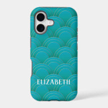 Art Deco Gold Turquoise Name Personalized