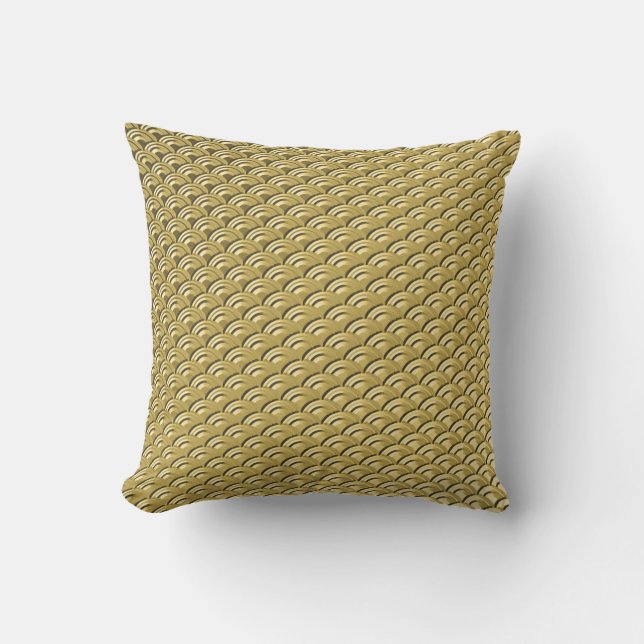Art Deco Gold Wave Pattern Throw Pillow (Front)