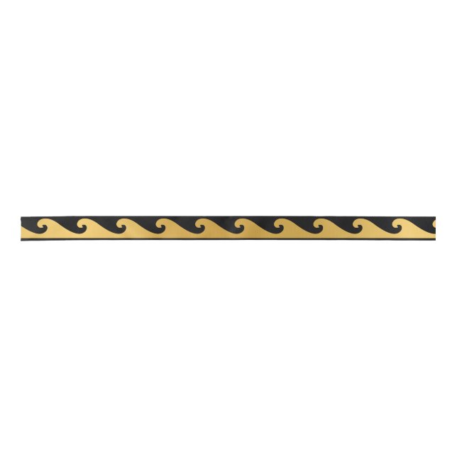 Art Deco Gold Waves Satin Ribbon (Front)