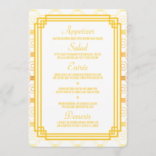 Art Deco Gold Wedding Menu Cards